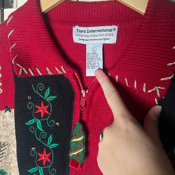 Vintage Knit Christmas Sweater Kitschy Tacky L - Picture 3 of 4